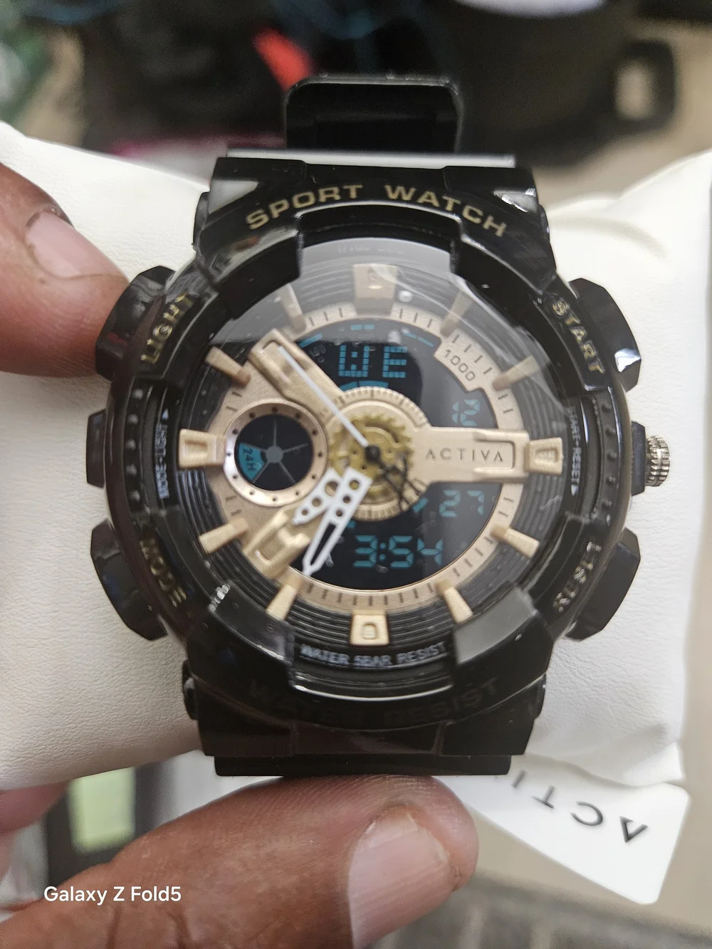 Activa Black and Gold-Tone Analog Sport Watch